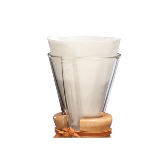 Taittelematon kahvin suodatinpaperi Chemex Half Moon, 100 kpl. (3 kupin Chemexiin)