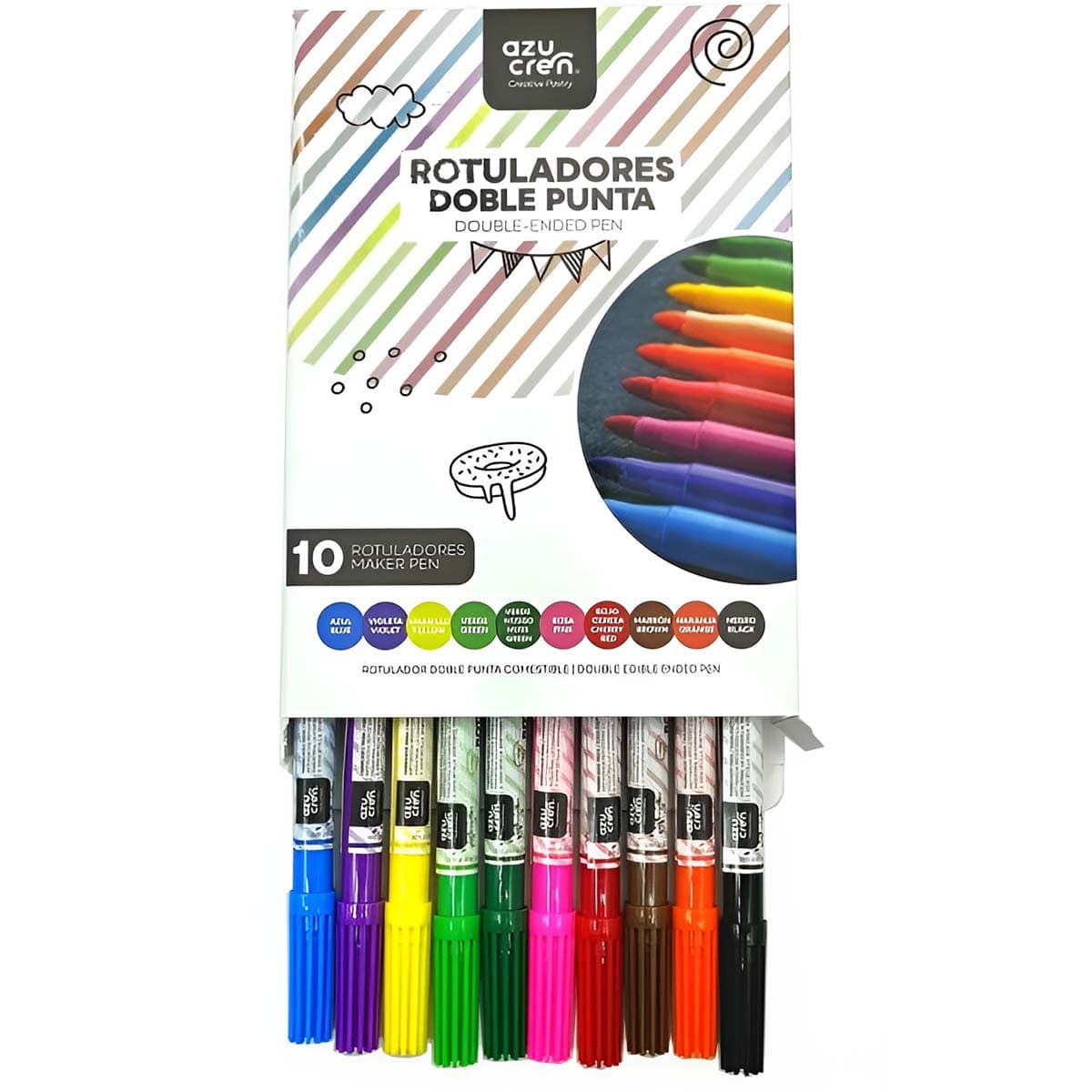 Elintarviketussisetti leivontaan, Kaksipäiset, 10 väriä – Azucren