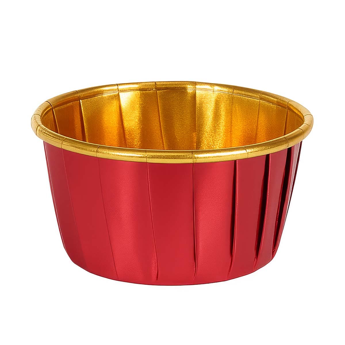 Muffinivuoat - Metallinhohtoiset punaiset kultareunalla, 50 kpl