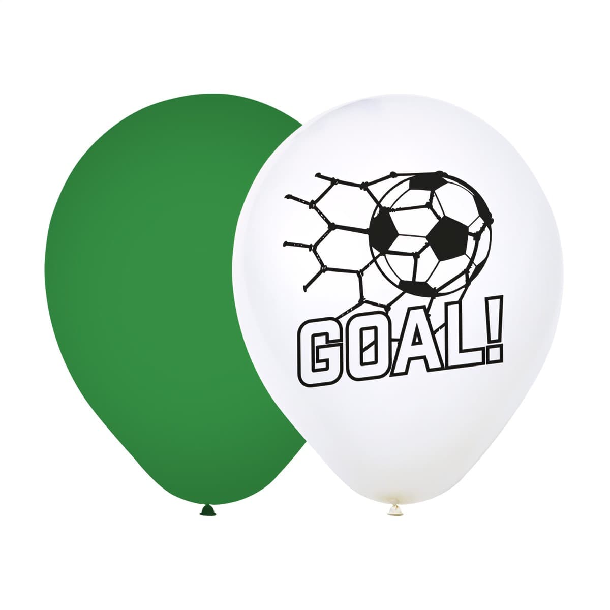 Ilmapallot – Goal, Valkoinen/vihreä, 30 cm, 8 kpl