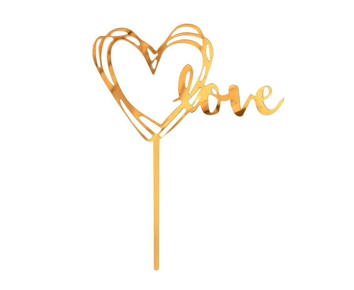 Akryylinen kakkukoriste - Love, 13x10cm