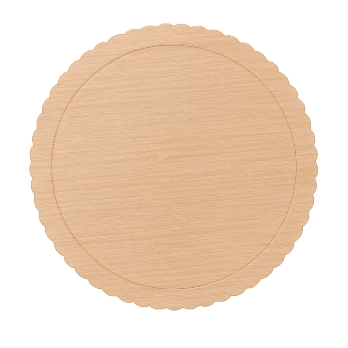 Kakkualusta aaltoreuna - Vaalea puu, 25 cm
