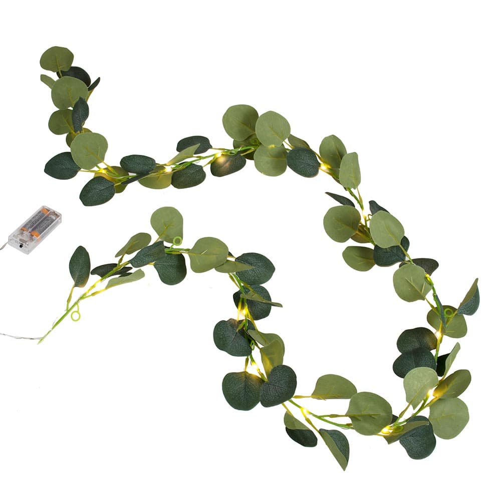 Eukalyptus köynnös LED-valoilla, 2m