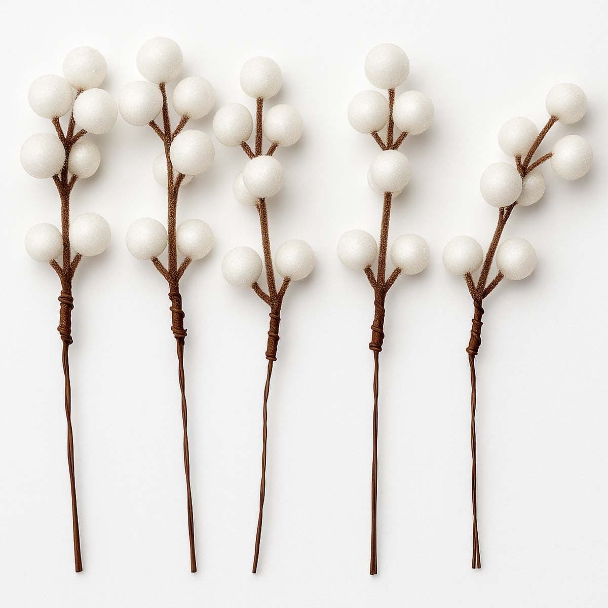 Askartelukoriste - Koristemarjat - Valkoinen/glitter, 5kpl