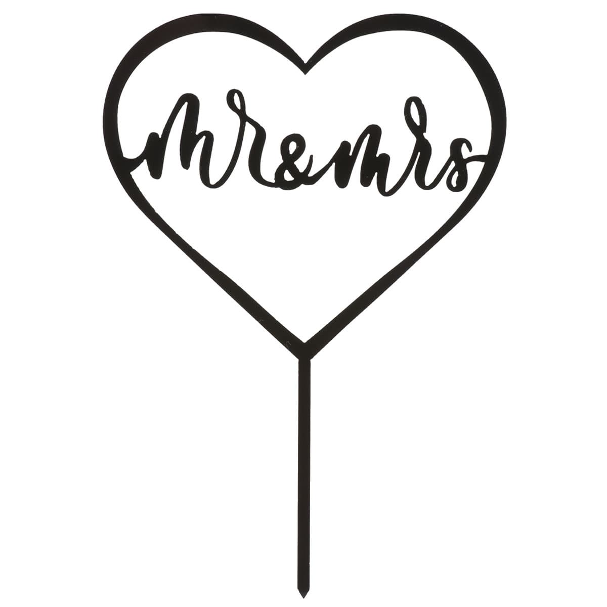 Kakkukoriste - Sydän Mr & Mrs, Musta