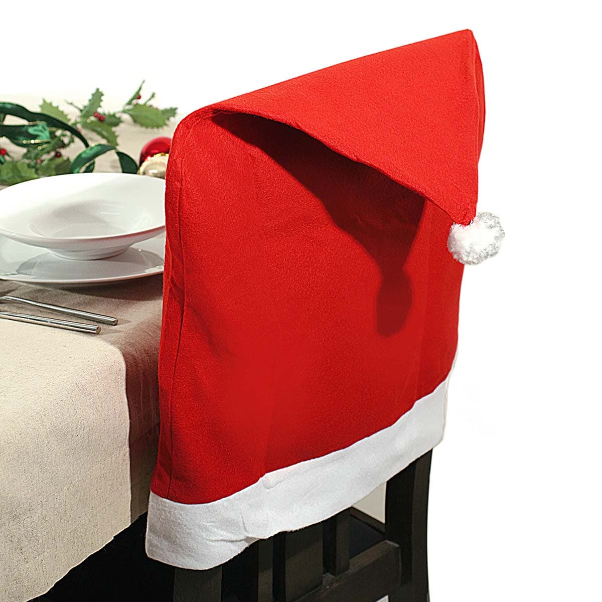 Tuolin suojus – Tonttulakki, huopaa, punainen