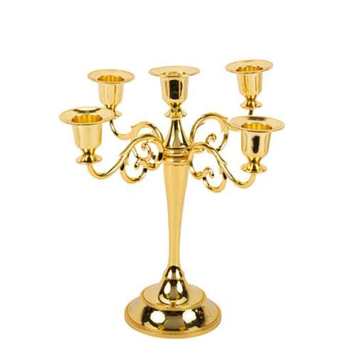 Kynttelikkö - 5-haarainen, Kulta, 27cm