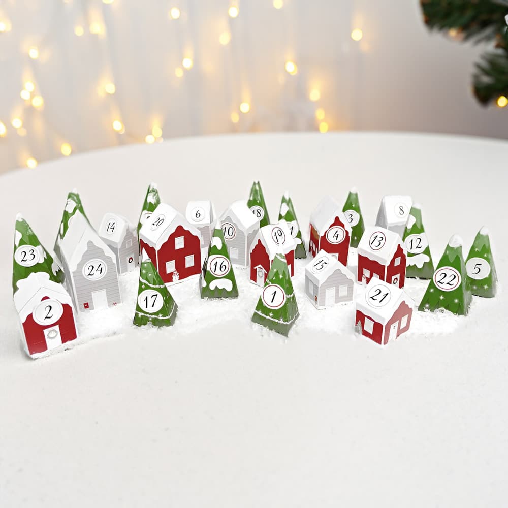 Joulukalenteri - Joulukylä, Talot ja kuuset