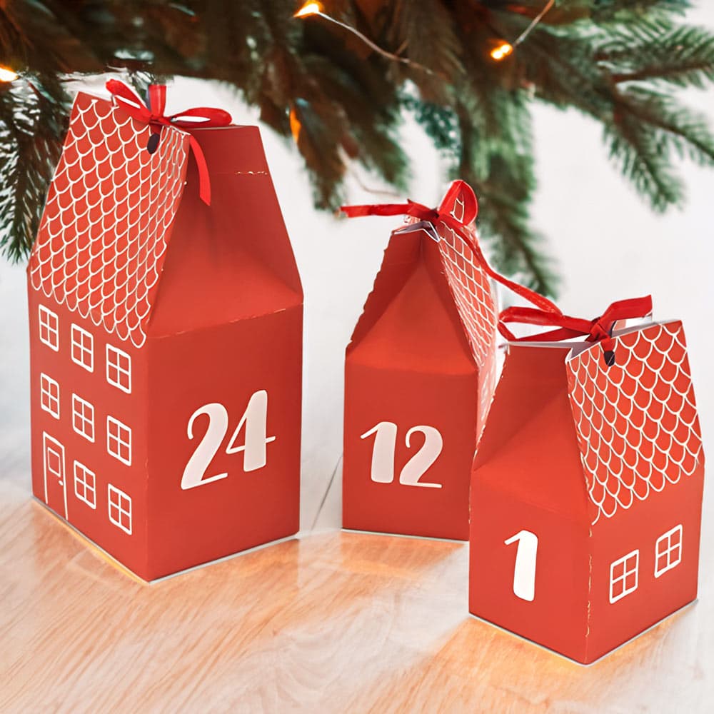 Joulukalenteri - Punaiset joulutalot, 24kpl