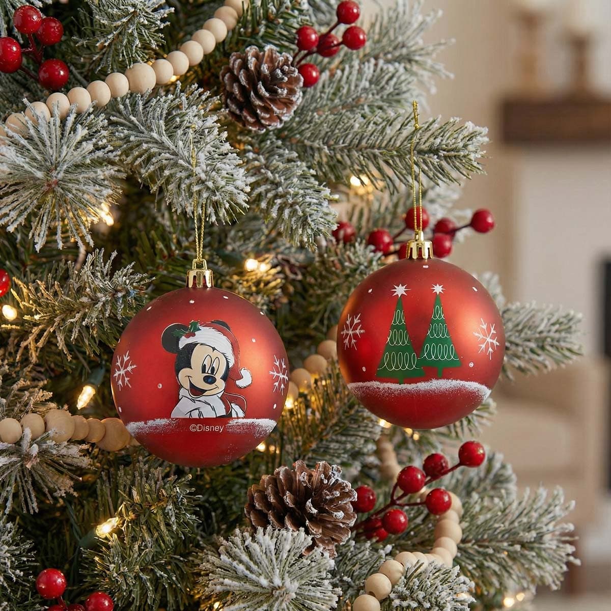 Joulupallot - Mikki Hiiri, 8 cm, 6 kpl