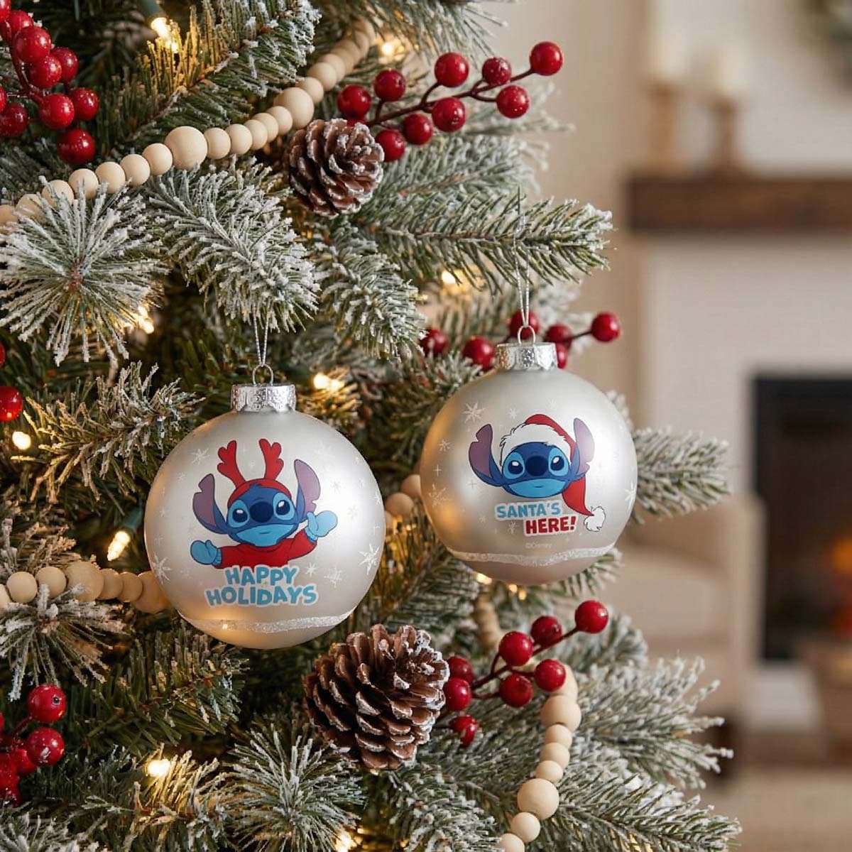 Joulupallot - Stitch, 8 cm, 6 kpl