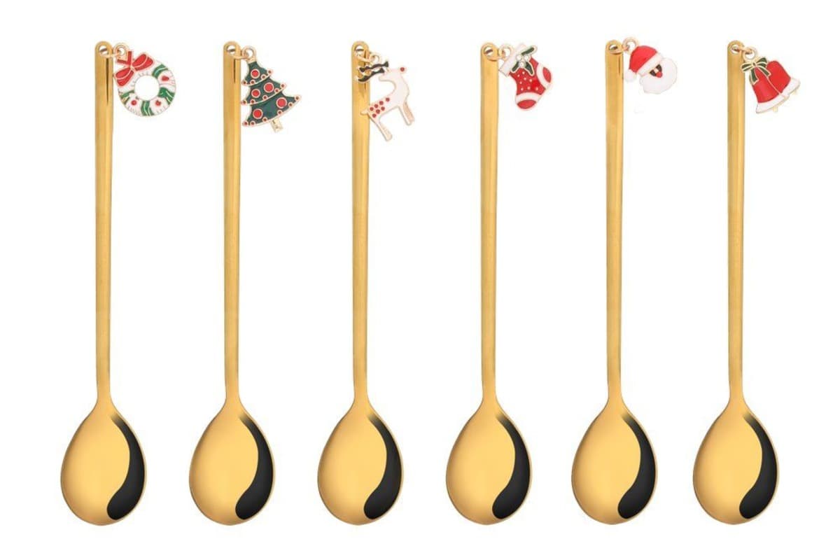 Aterimet - Kultaiset teelusikat - Joulu, 6kpl