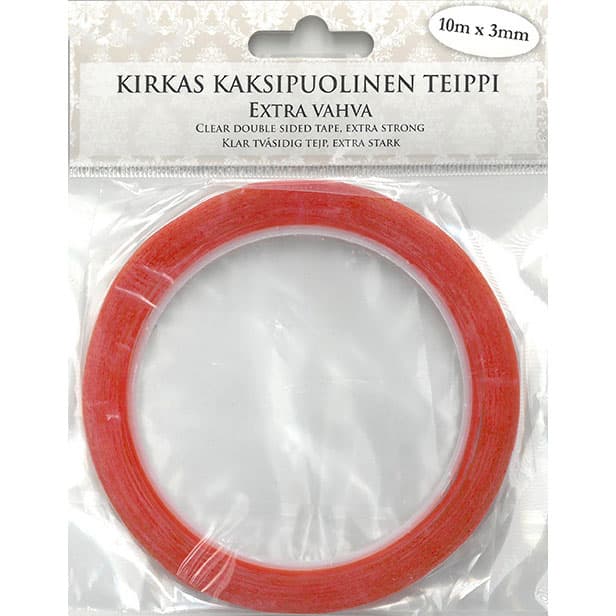 Kirkas 2-puolinen teippi, 3mm x 10m, extravahva