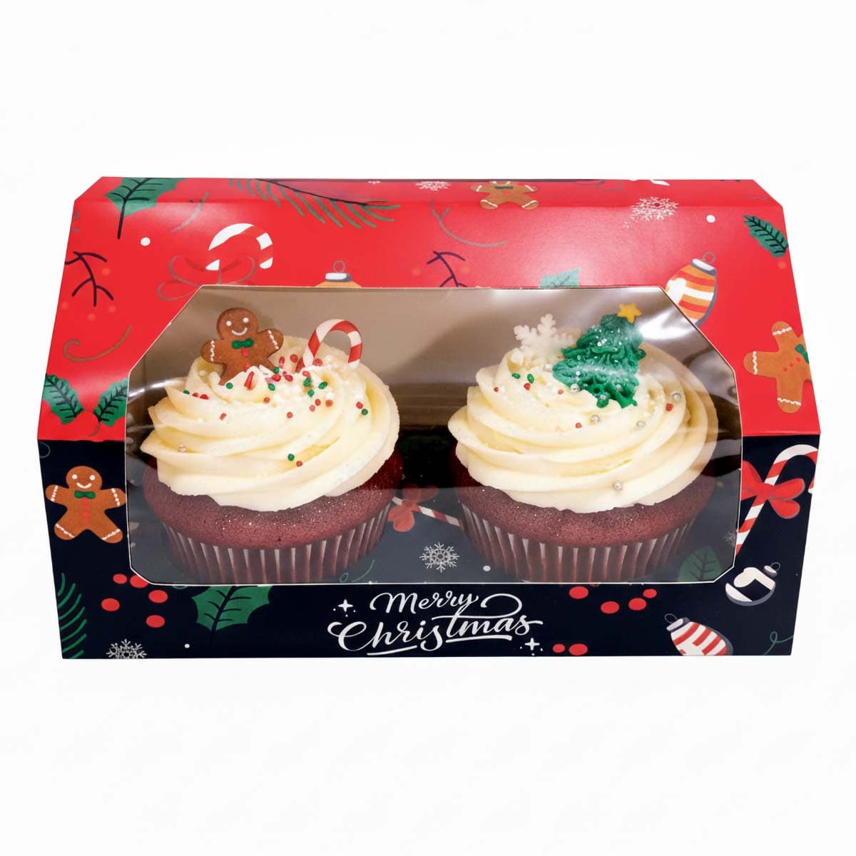 Muffinilaatikko ikkunalla, 2 muffinille – Joulu, 1kpl