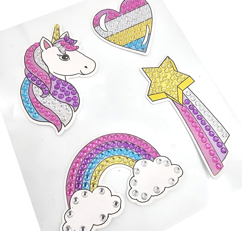 Timanttimaalaus tarralla - Yksisarvinen, 4kpl