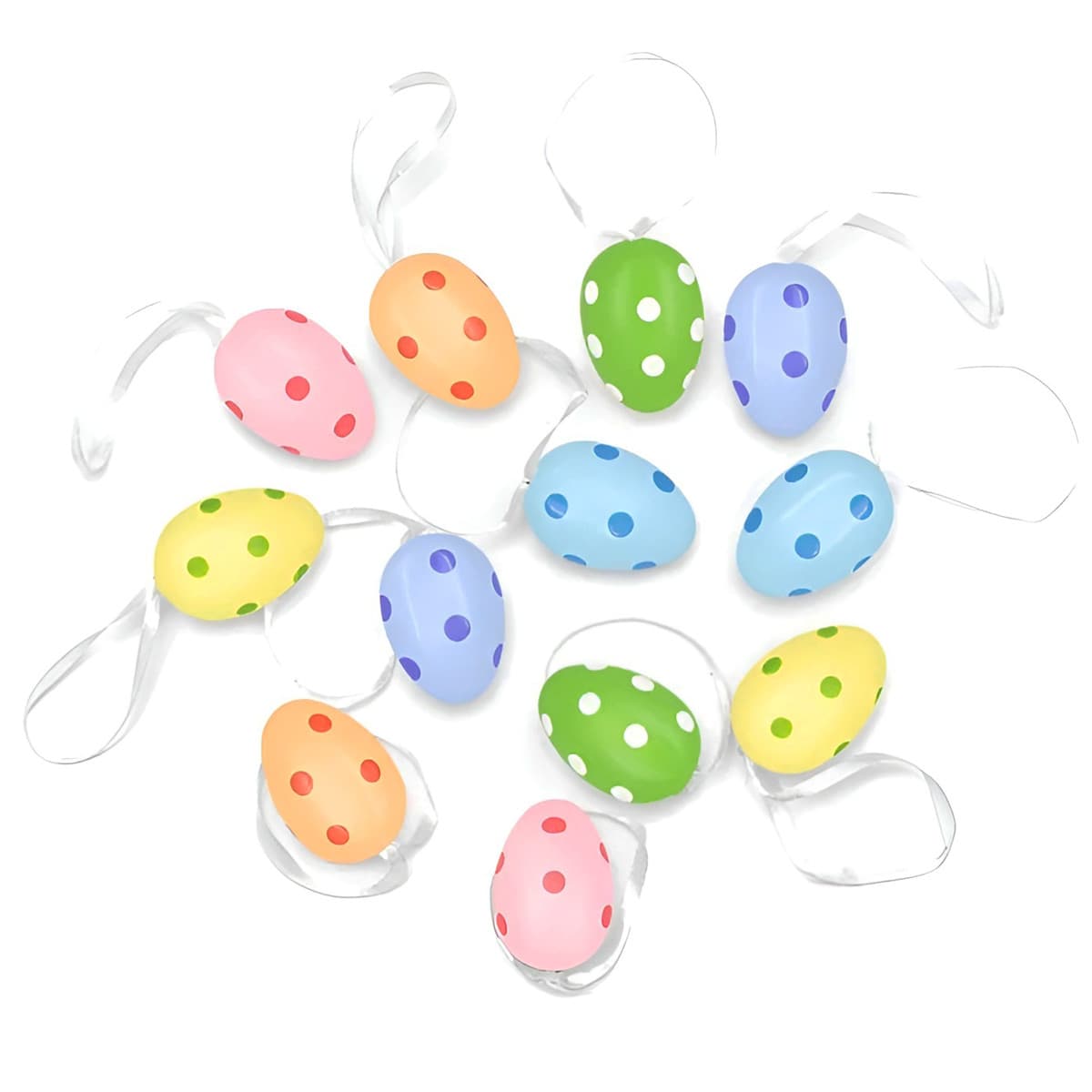 Ripustettavat pääsiäismunat – Pastellinsävyiset pilkulliset, 4cm, 12kpl
