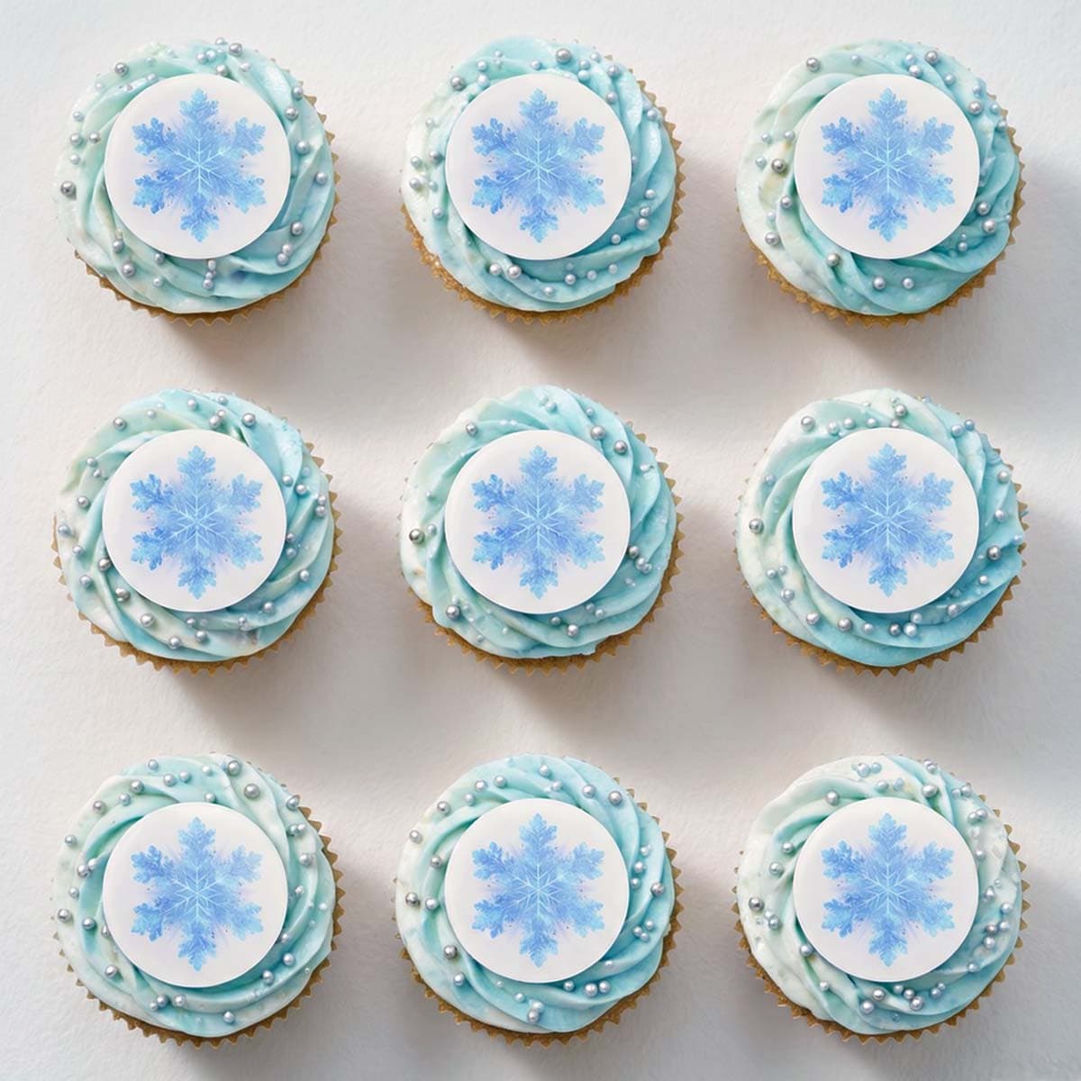 Muffinikuvat - Huurteiset lumihiutaleet