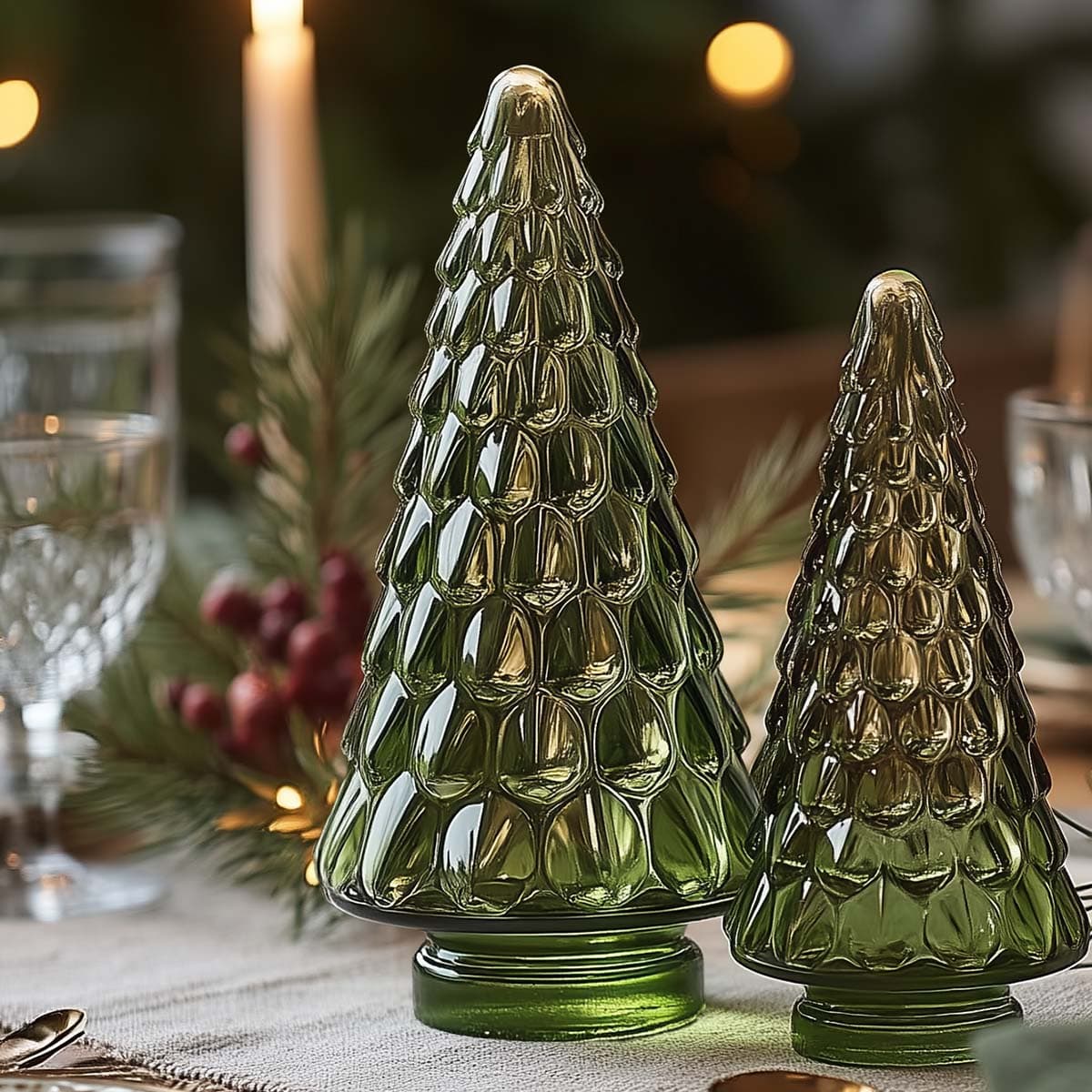Pöytäkoriste - Lasinen kuusi, Ø 11 x 24 cm