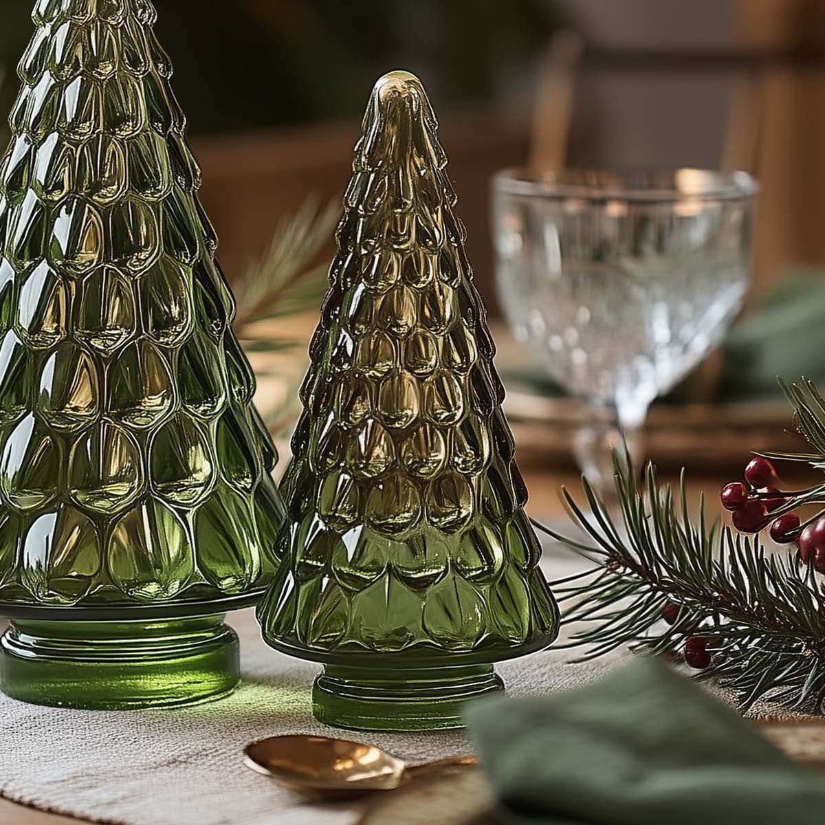 Pöytäkoriste - Lasinen kuusi, Ø 7.5 x 15 cm