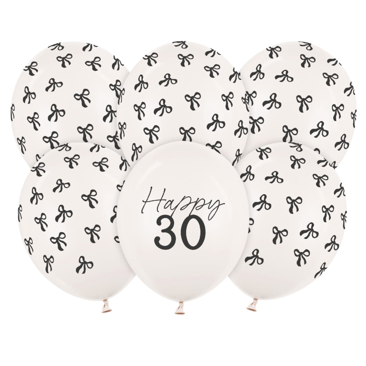 Ilmapallot - Happy 30, Pastelli Valkoinen, 30 cm, 6 kpl