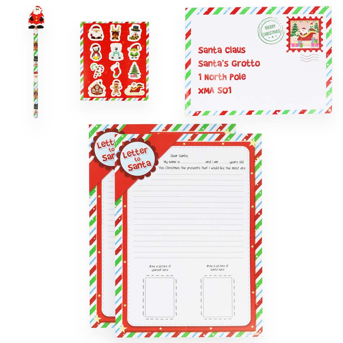 Joulupukille kirje -kirjoitussetti, 5 osaa