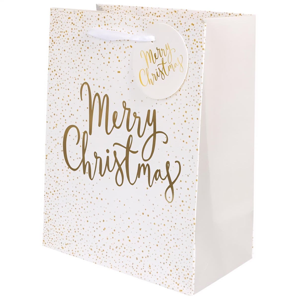 Lahjakassi - Merry Christmas, valkoinen, 18 × 23 × 10 cm