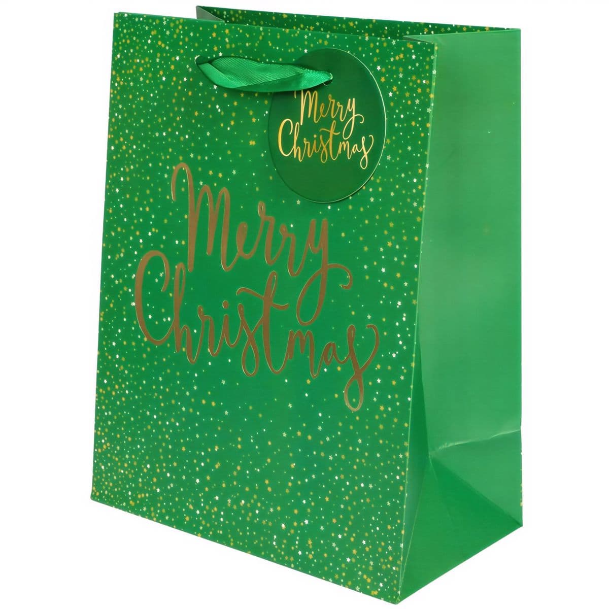 Lahjakassi - Merry Christmas, vihreä, 18 x 23 x 10 cm