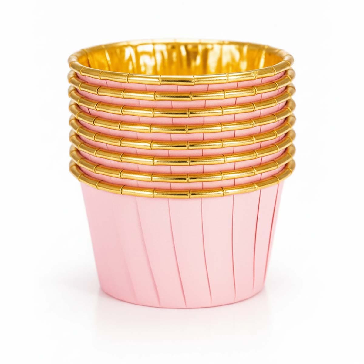 Minimuffinivuoat - Vaaleanpunaiset kultareunalla, 50 kpl