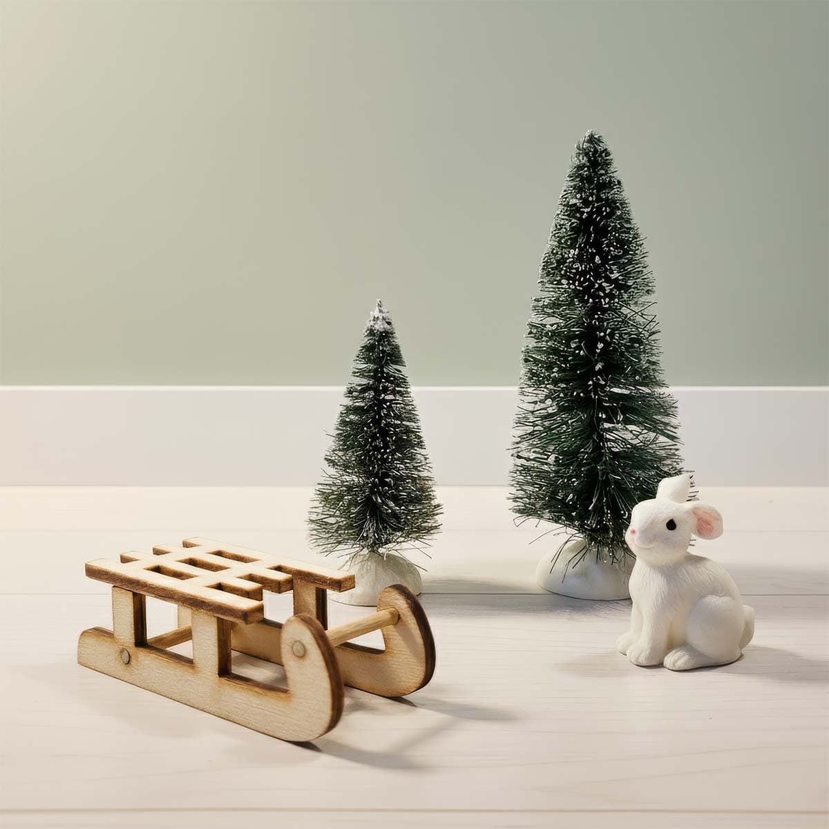 Miniatyyri-setti - Pupu, kelkka ja kuuset