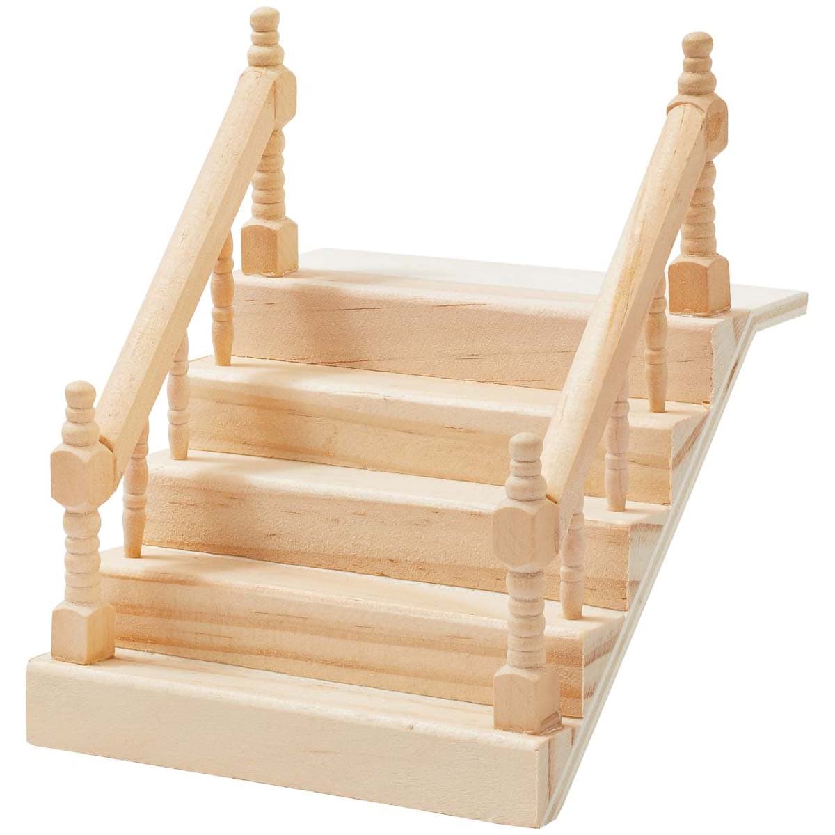 Miniatyyri – Puiset portaat kaiteella, 10,5 cm