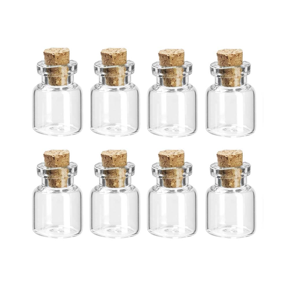 Miniatyyri - Pienet lasipurkit korkilla, 2,2cm, 8kpl