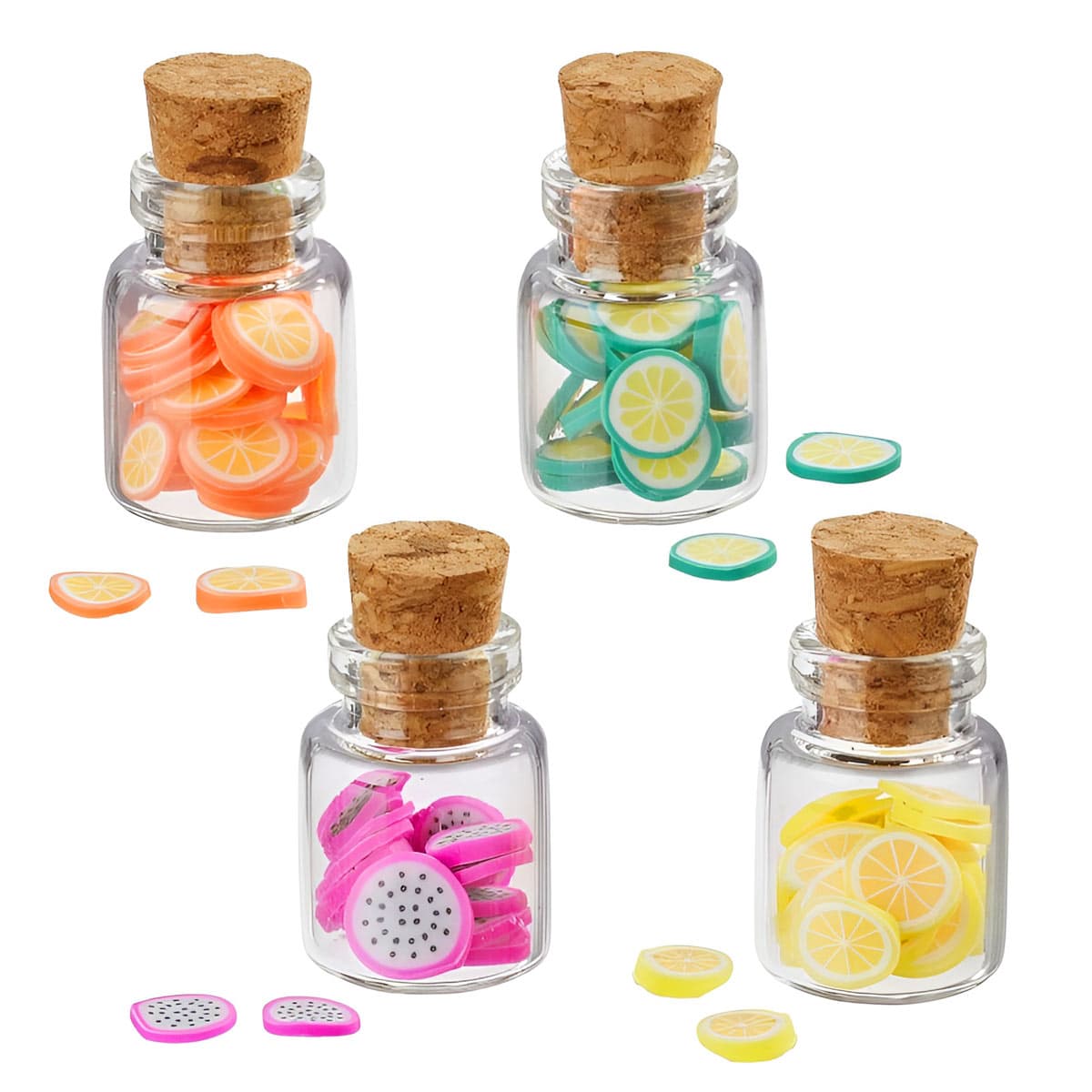 Miniatyyri - Lasipurkit hedelmäviipaleilla, 2,2cm, 4kpl