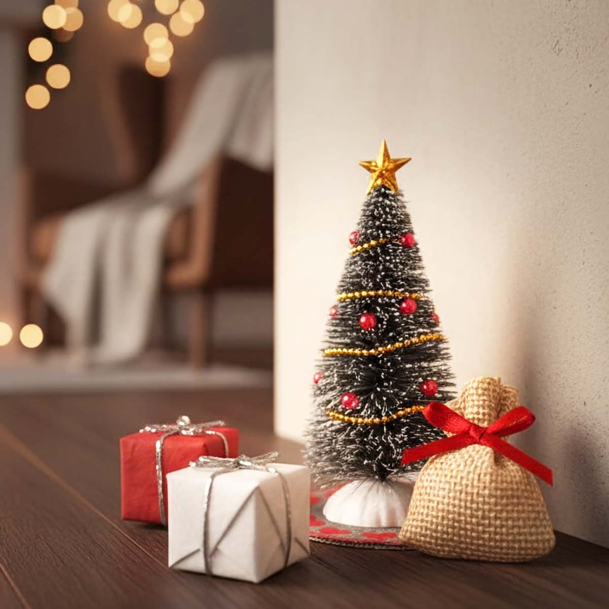 Miniatyyri-setti - Joulukuusi lahjoineen