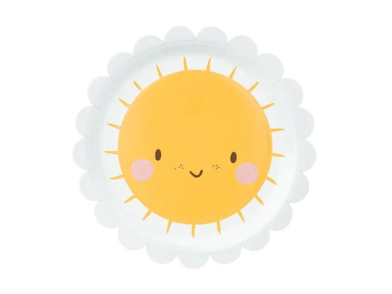 Pahvilautaset - Iloinen aurinko, 18cm, 6kpl