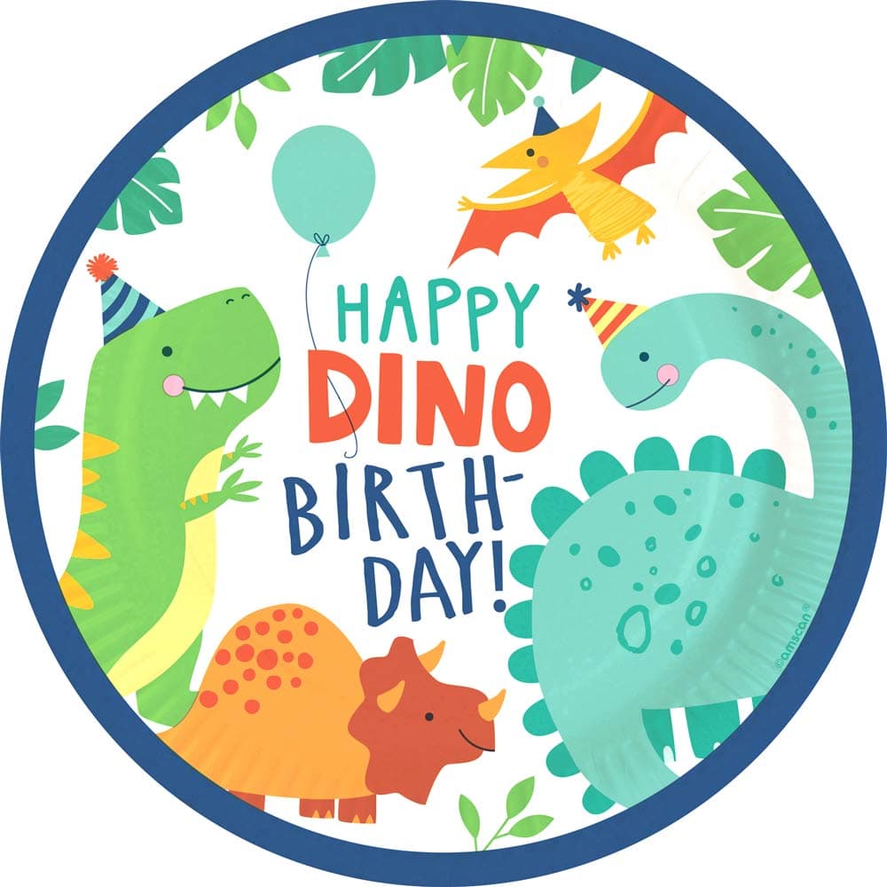 Pahvilautaset, Happy Dino, 23cm, 8kpl