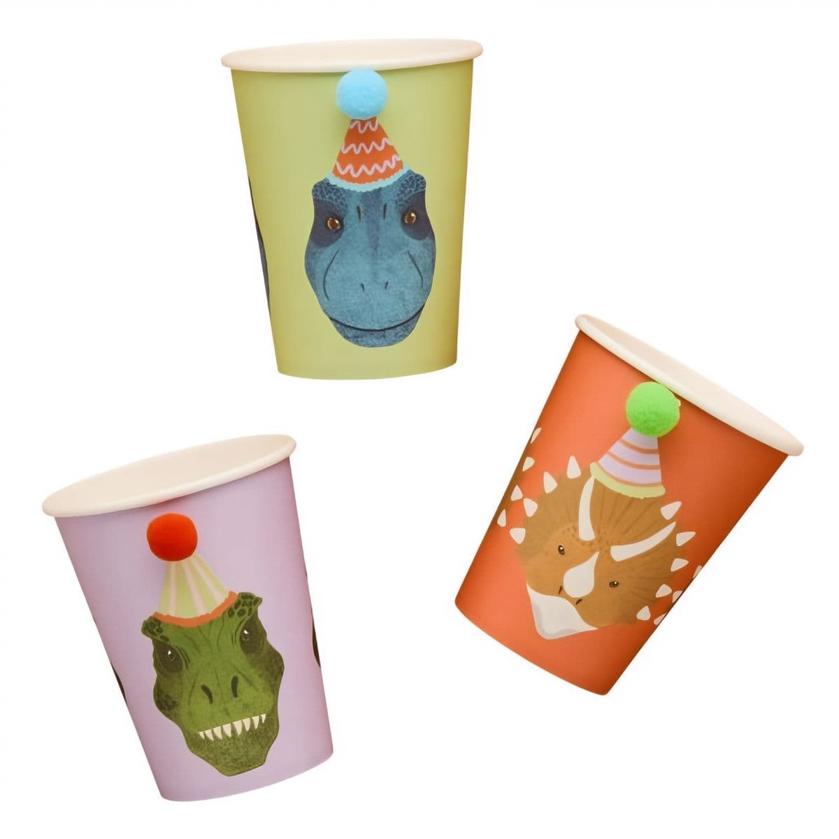 Pahvimukit - Dinot juhlahatuilla, 6 kpl