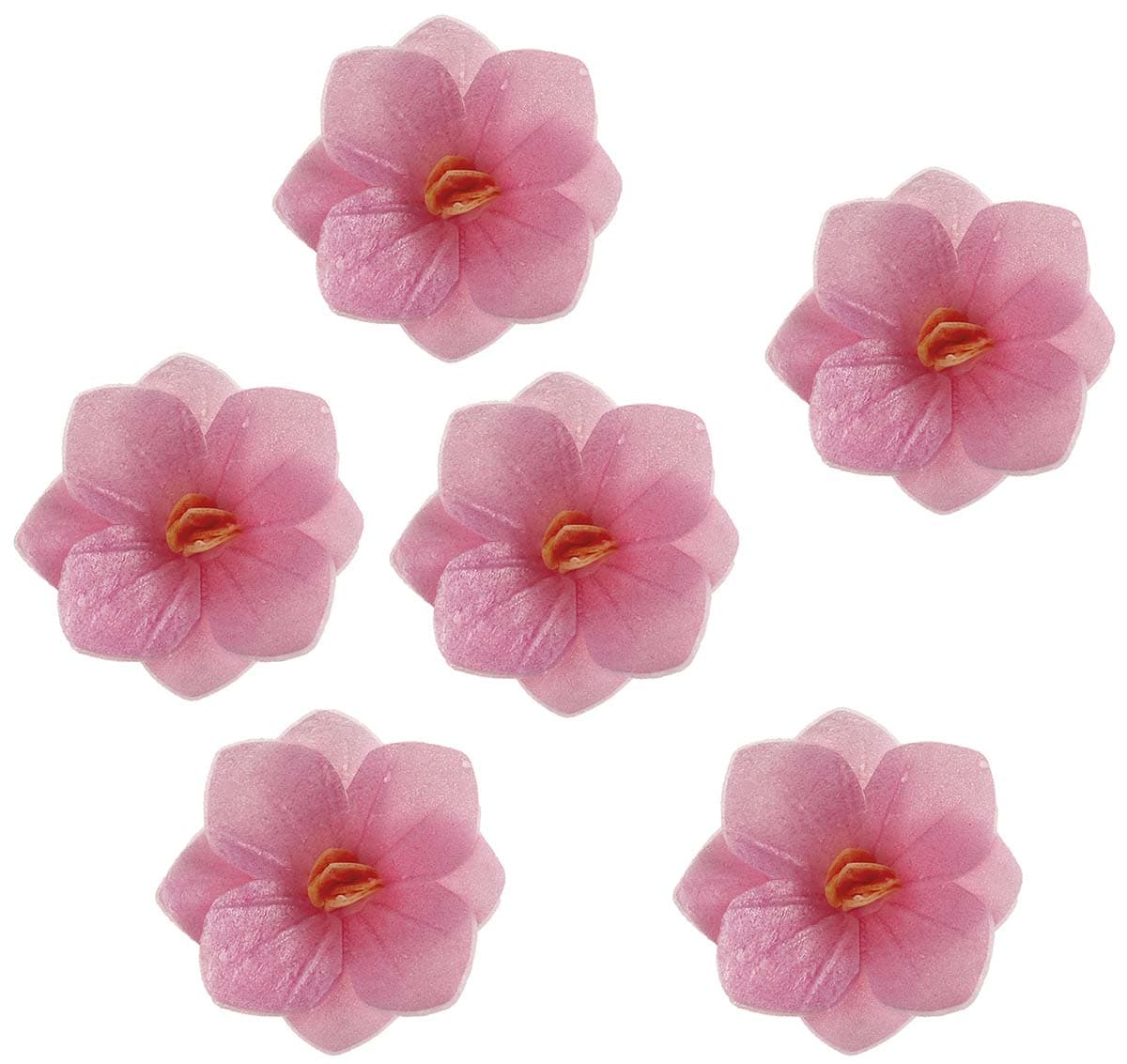 Syötävät vaaleanpunaiset vohvelikukat – 4 cm, 18 kpl