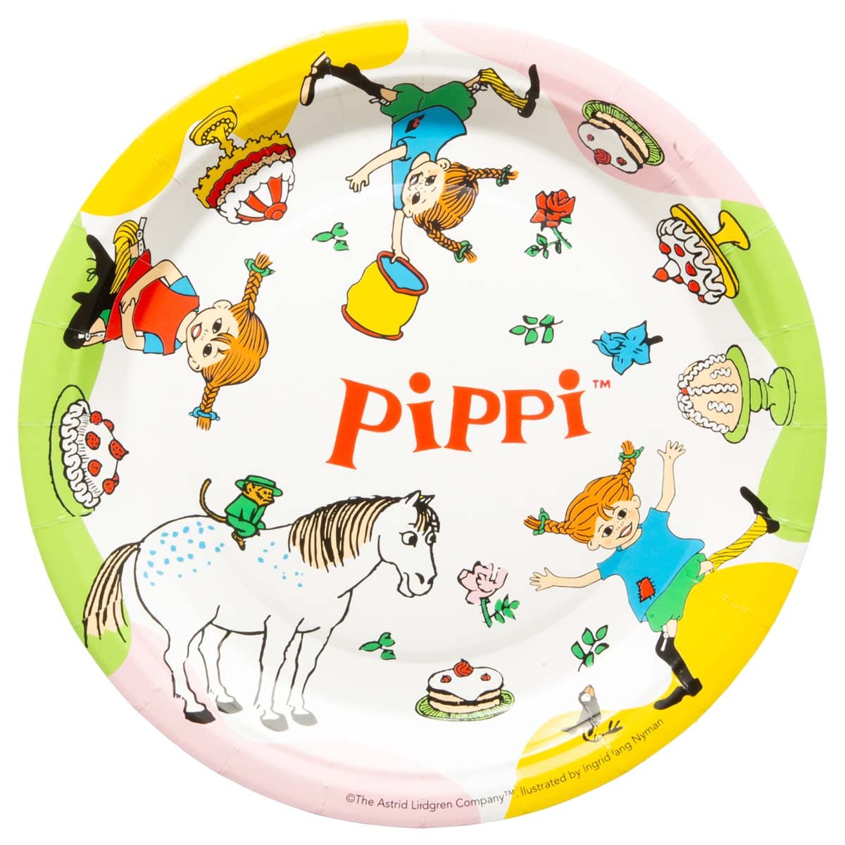 Pahvilautaset - Peppi Pitkätossu 23 cm, 8 kpl