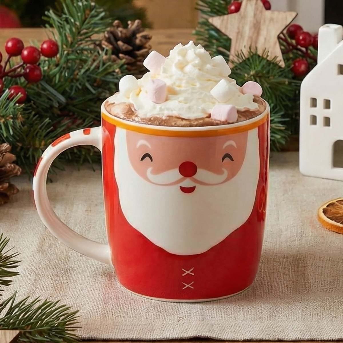 Muki - Hymyilevä joulupukki, punainen