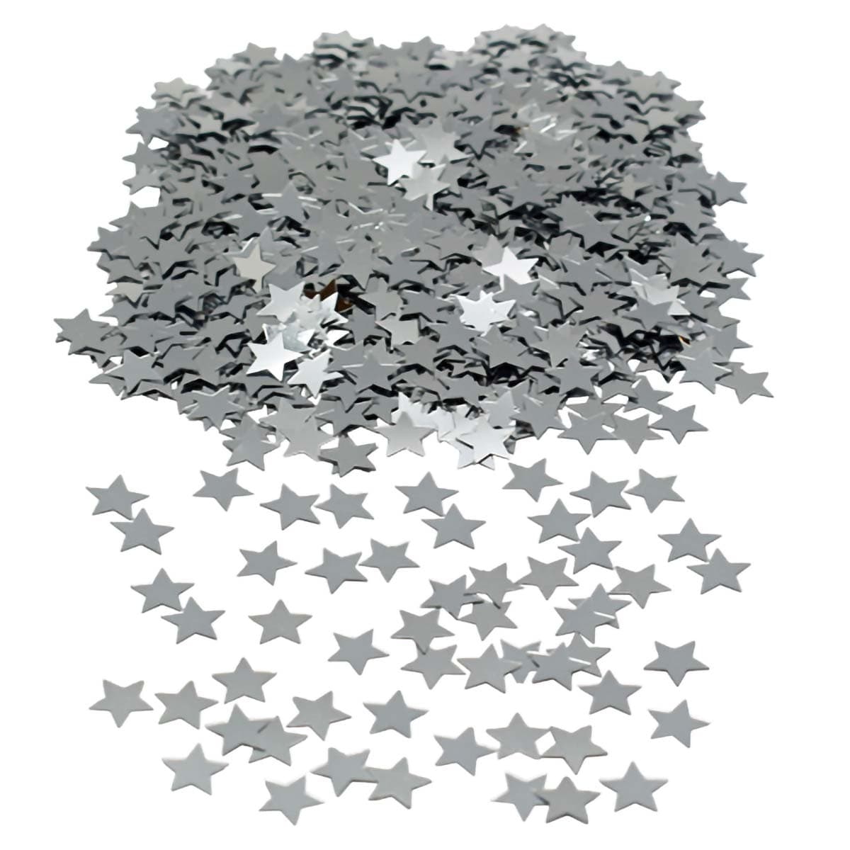 Konfetti - metallinhohtoiset hopeatähdet