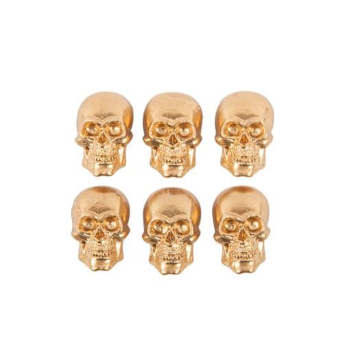 Kultaiset pääkallot tarroilla 3cm, 6kpl