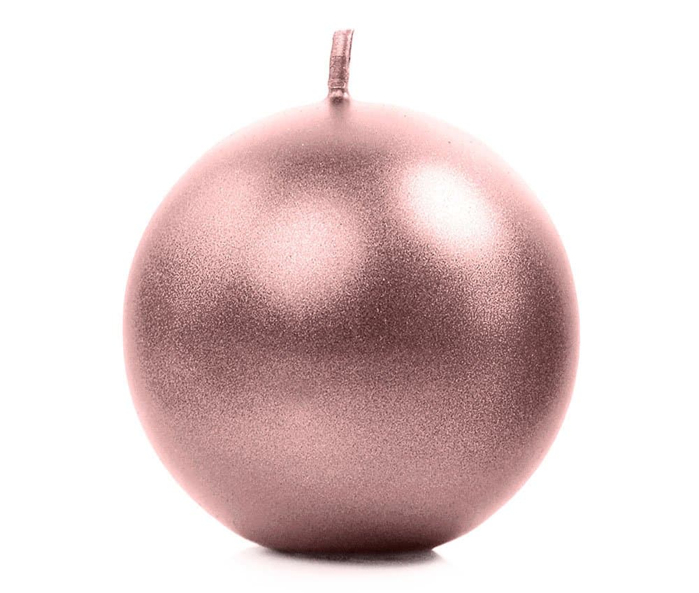 Pallokynttilä - Ruusukulta, Metallinhohtoinen-8 cm