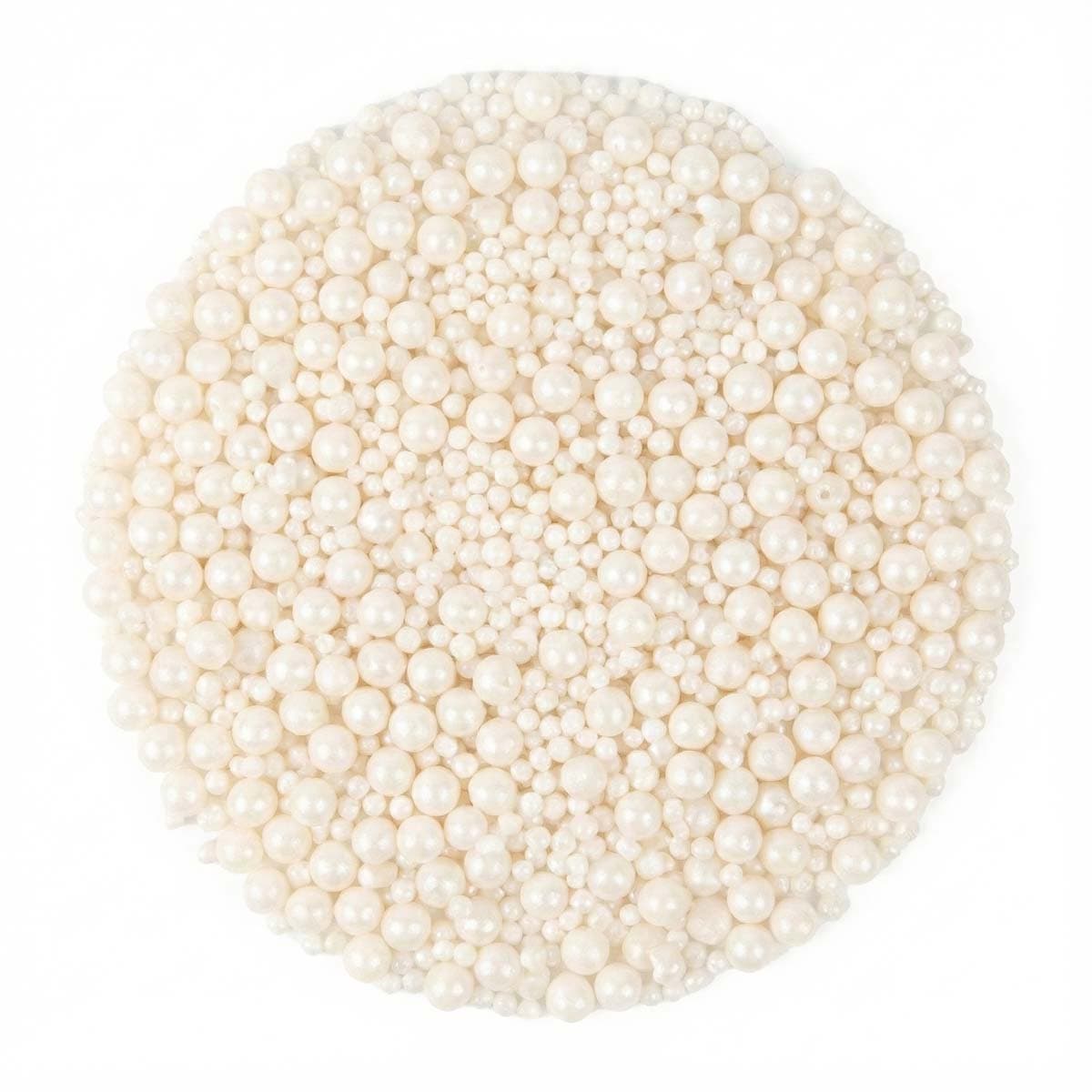 Valkoiset sokerihelmet – Mini 1,5 mm ja 4 mm, 90 g