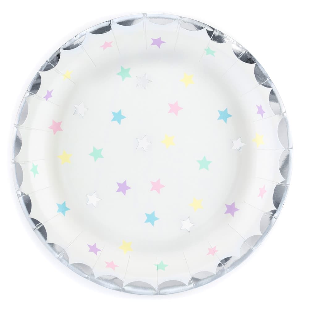 Pahvilautaset - Pastelliset tähdet, 18cm, 6kpl
