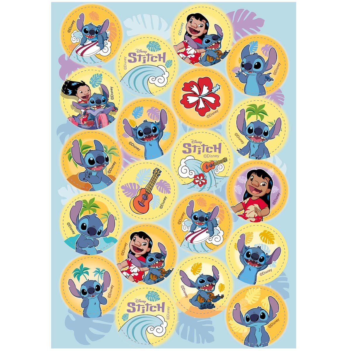 Syötävät kuvat - Stitch Ø 3,4 cm, 20 kpl