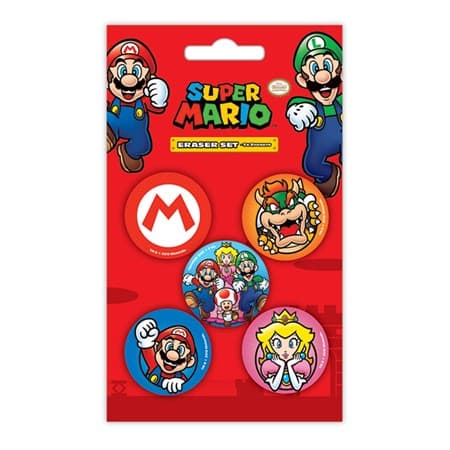 Pyyhekumisetti - Super Mario, 5kpl