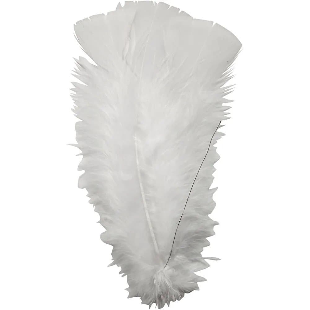 Aidot höyhenet - Valkoiset, Teräslangalla, 11-17cm, 18kpl