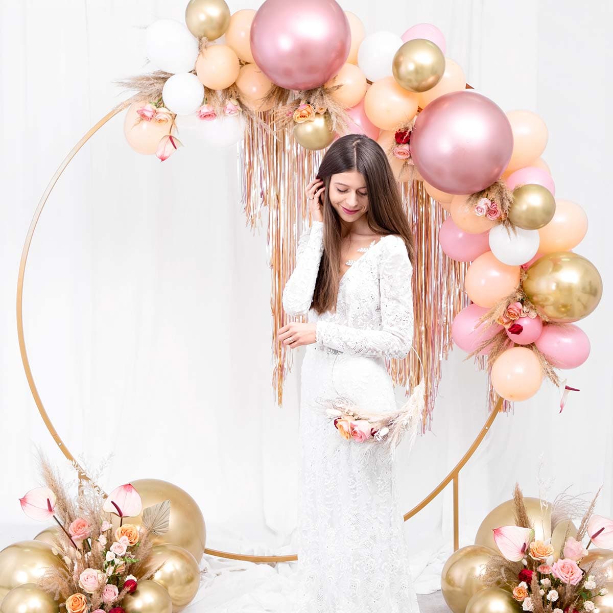 Tukeva pyöreä hääkaari, Metalli – Kulta, 2 m