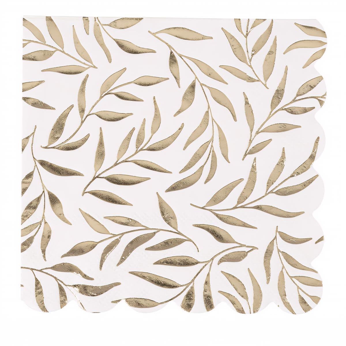 Servetit - Valkoinen kultalehtikuviolla, 20 kpl
