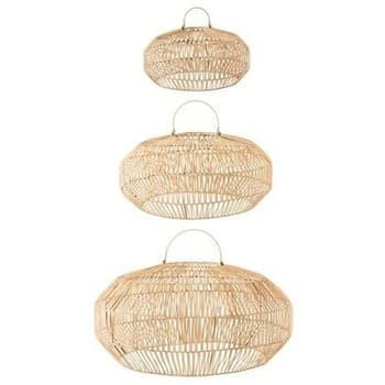 Lampunvarjostimet ja lampunjalat J-line  S/3 ABAT-JOUR ROTIN NATUREL (78.5x78.5x39cm)  Yksi Koko